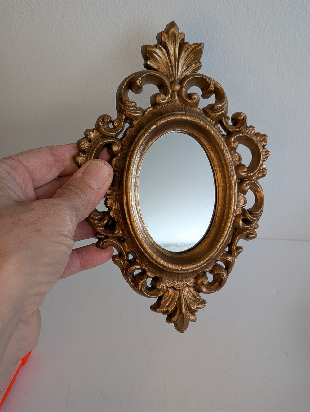 Vintage Ornate Oval Wall Mirror Gold Scrollwork Resin Gallery Wall